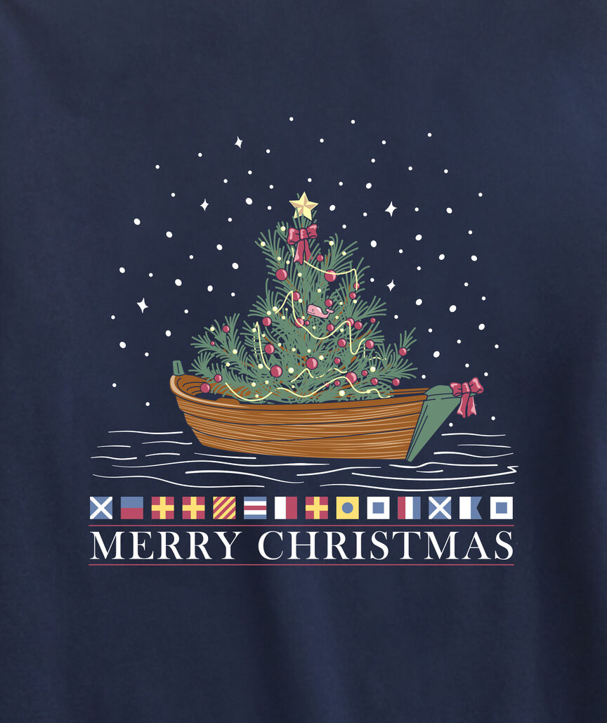 OUTLET Christmas Tree Boat Long-Sleeve Pocket Tee