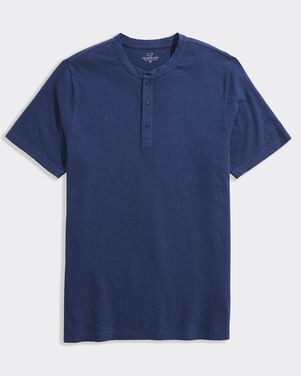 Cotton Linen Short-Sleeve Henley