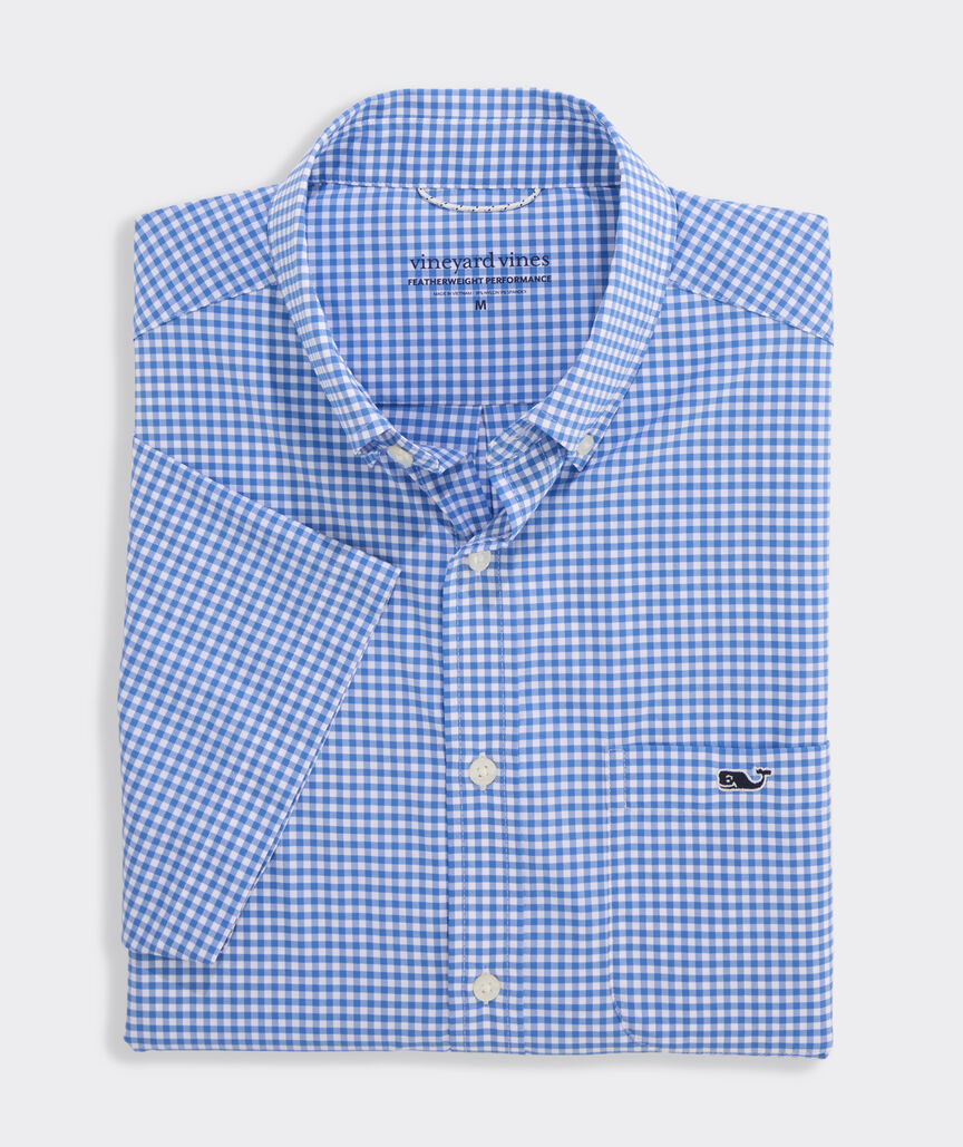 Performance Coral Reef Gingham Short-Sleeve Featherweight Shirt