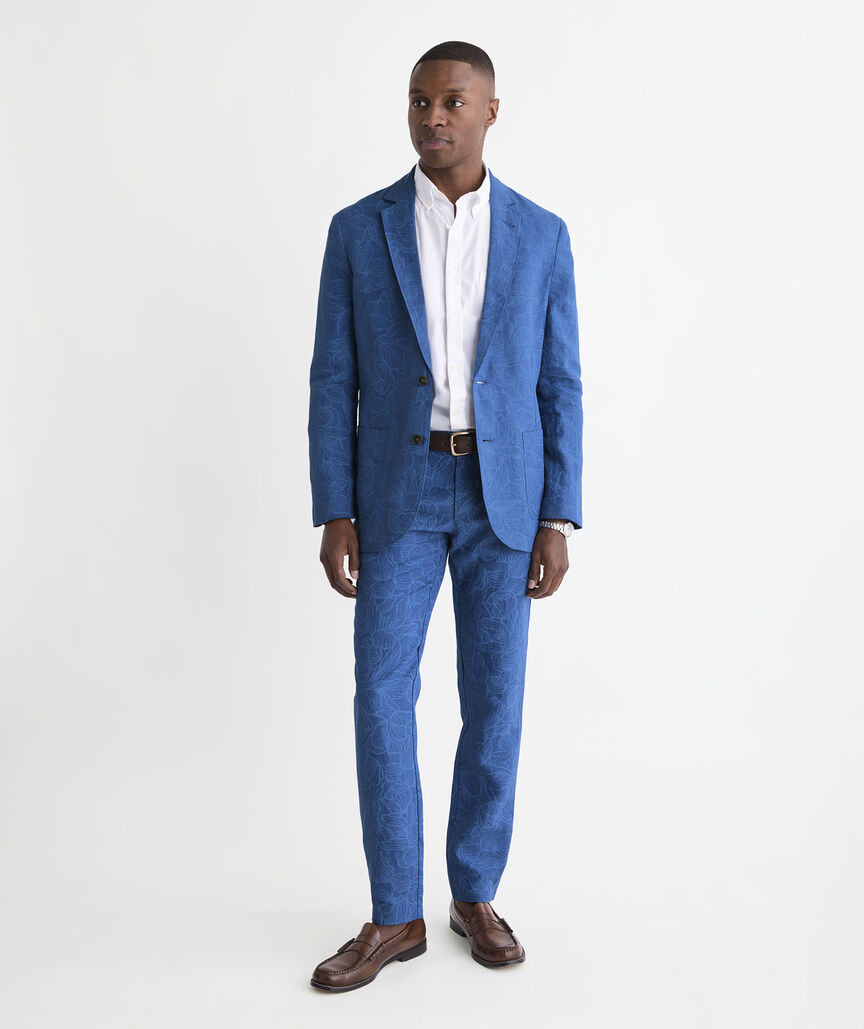 Kentucky Derby Floral Lines Linen Breaker Pants