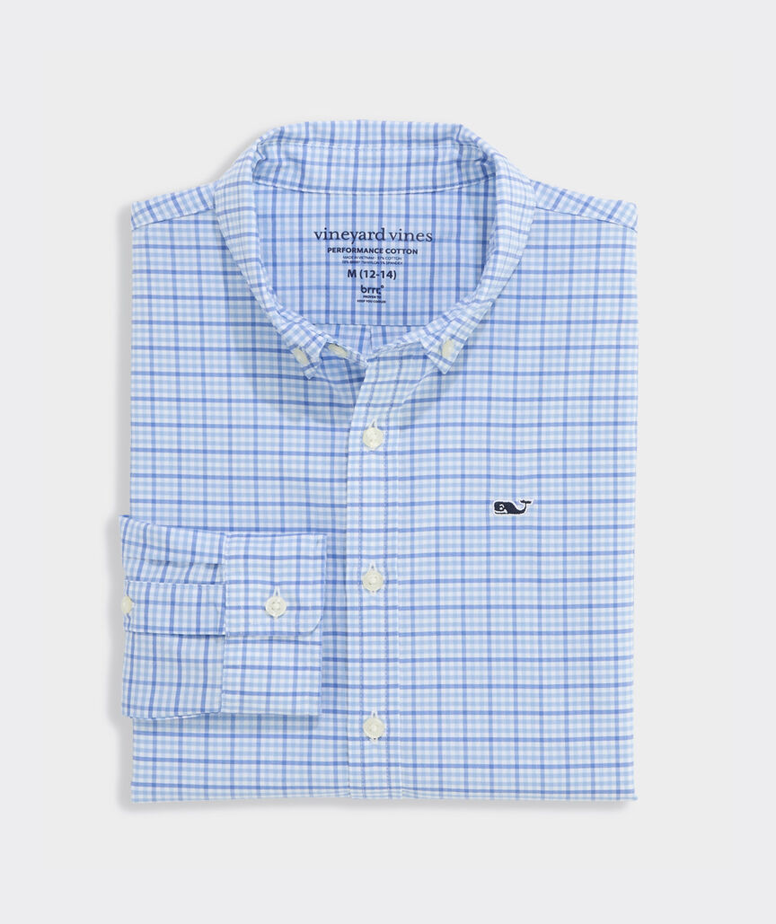 Boys' Catamaran Check Performance Cotton Shirt