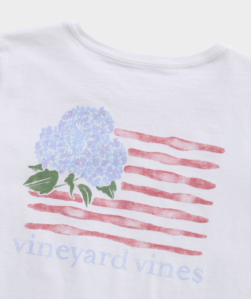 Girls' Hydrangea USA Flag Short-Sleeve Pocket Tee