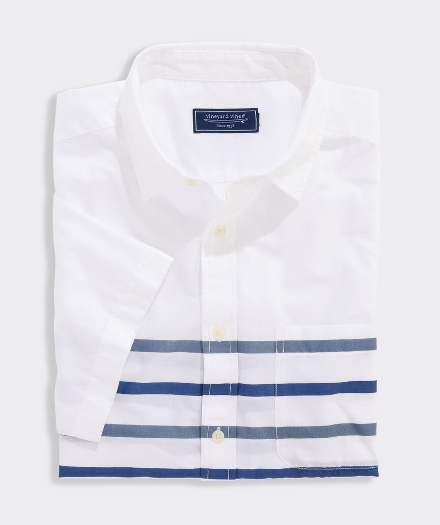 Ash Stripe Cotton Madras Short-Sleeve Shirt