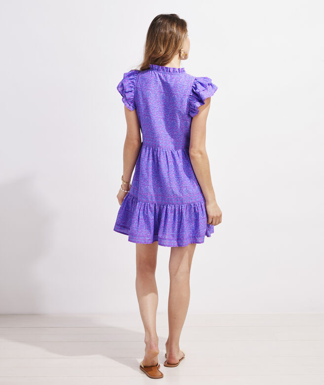 Anegada Block Print Tiered Dress