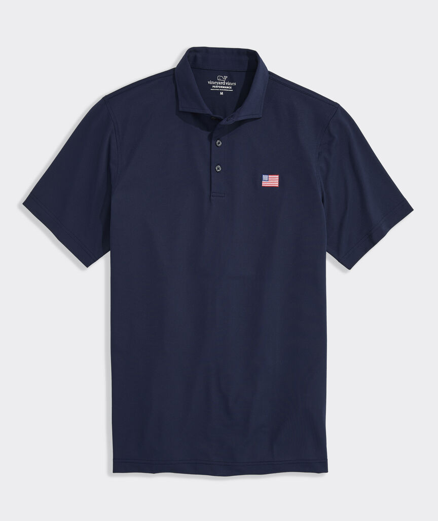 American Flag Performance Lightweight Pique Polo
