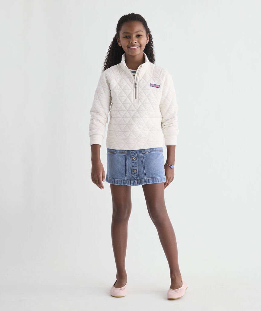 Girls' Cotton Quilted Half-Zip