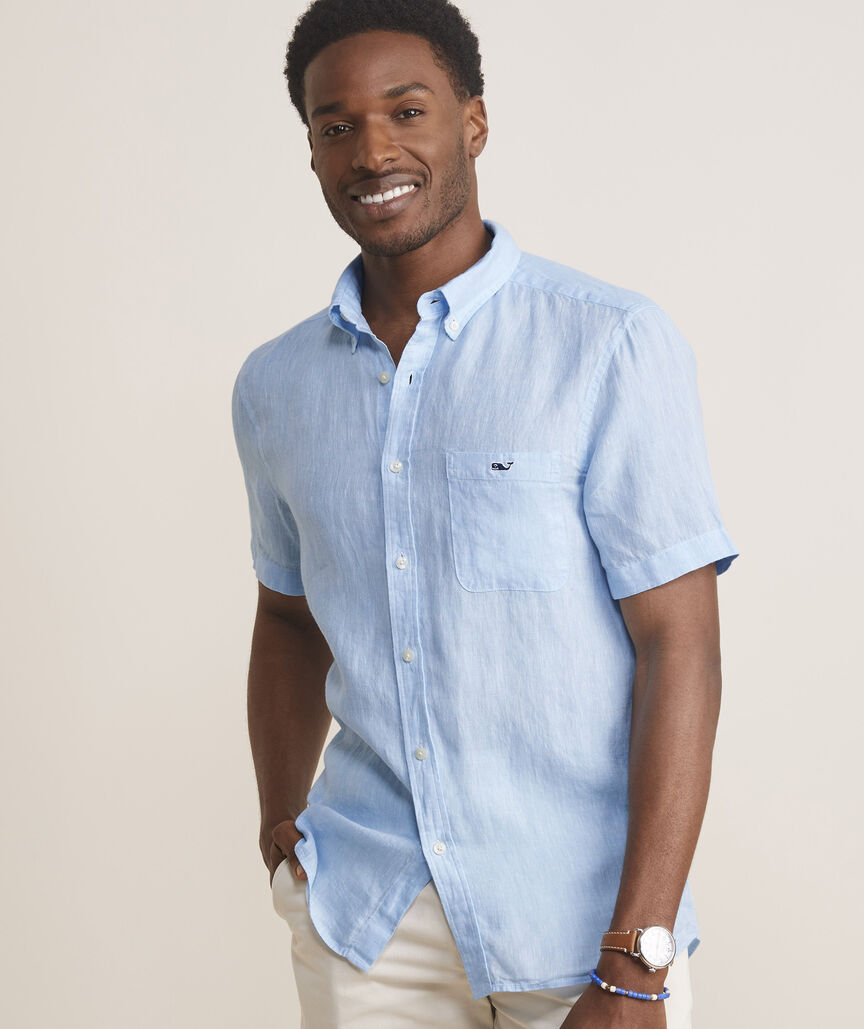 Linen Short-Sleeve Solid Shirt