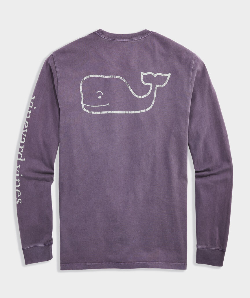 Garment-Dyed Vintage Whale Long-Sleeve Pocket Tee