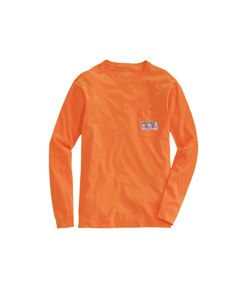 OUTLET Boys' Ghost Pups Logo Box Long-Sleeve Pocket Tee