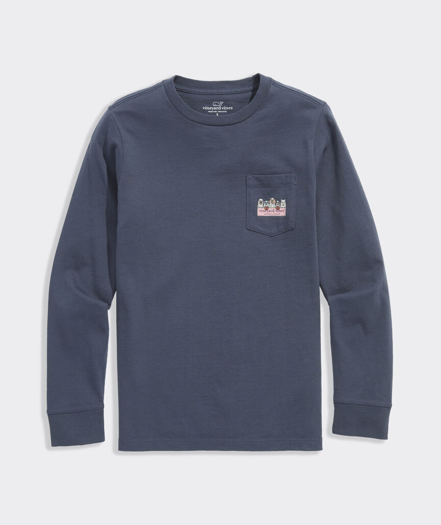 Boys' Ghost Pups Logo Box Long-Sleeve Pocket Tee
