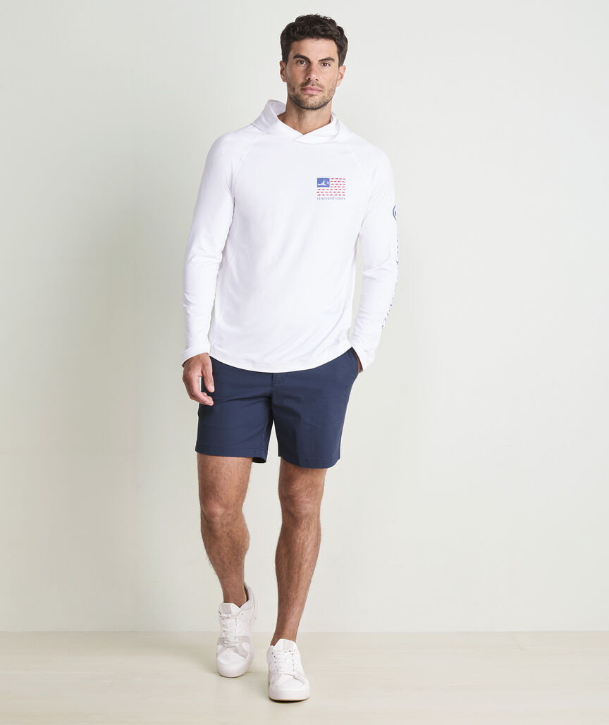 Performance Sportfisher USA Flag Long-Sleeve Harbor Hoodie Tee