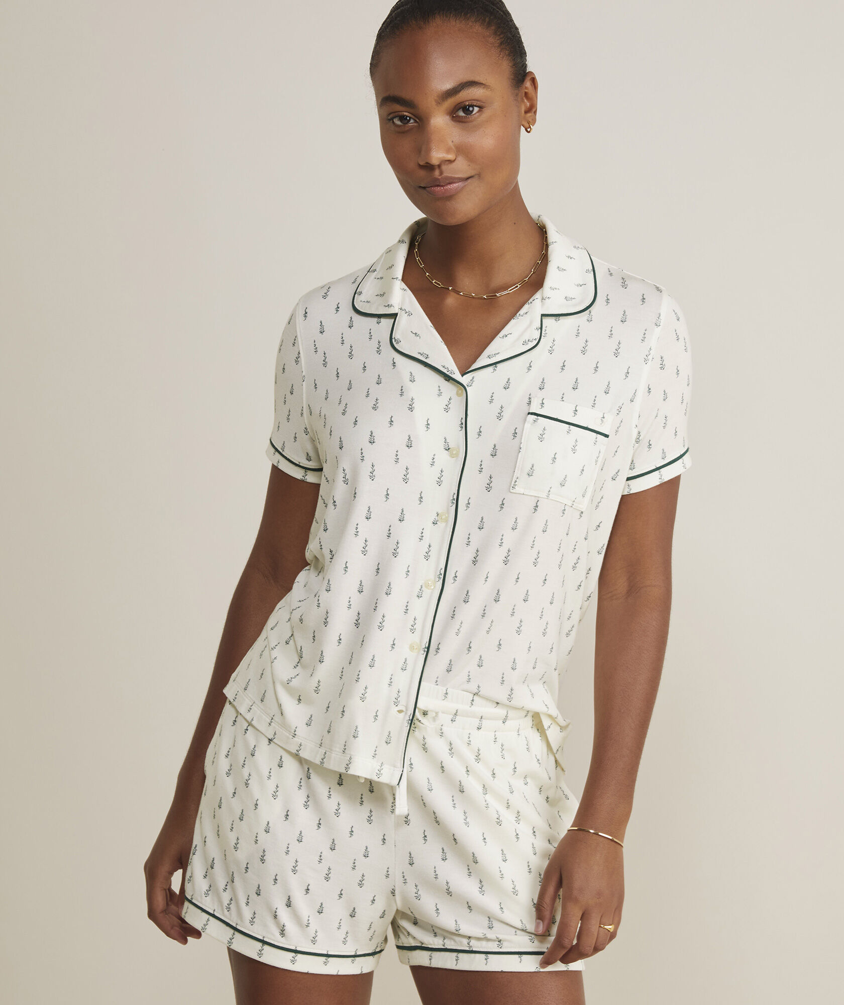 Super-Soft Printed Knit Pajama Short Set