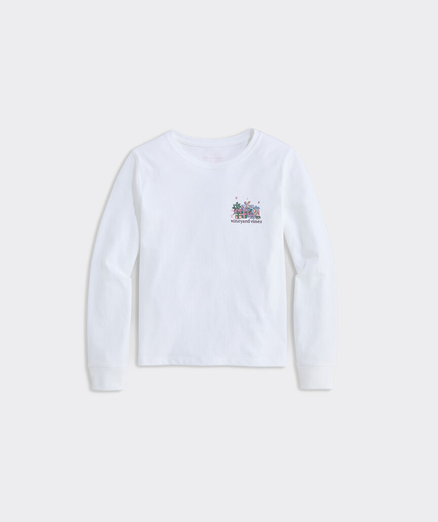 Girls' Metallic Christmas Presents Car Long-Sleeve Tee