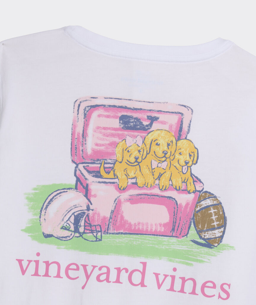 Football Field Pups Long-Sleeve Pocket Tee