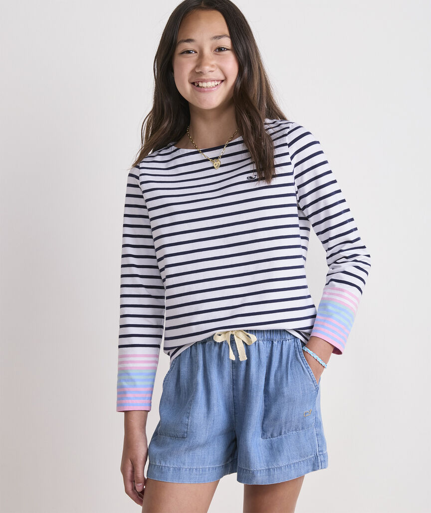 Girls Jersey Boatneck Long-Sleeve Tee