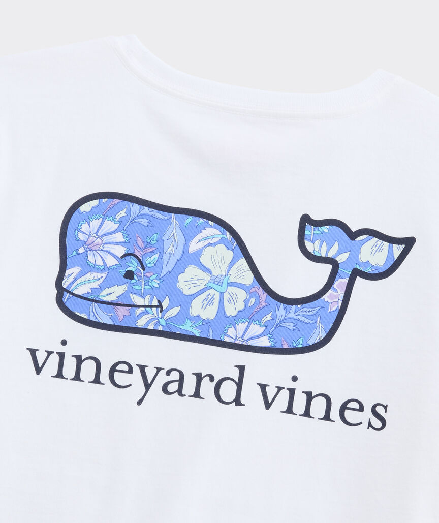 Girls' Hibiscus Block Print Whale Short-Sleeve Pocket Tee