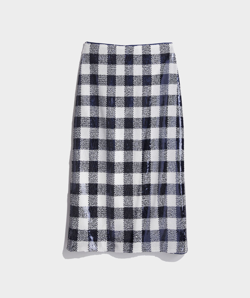 Sequin Check Midi Skirt