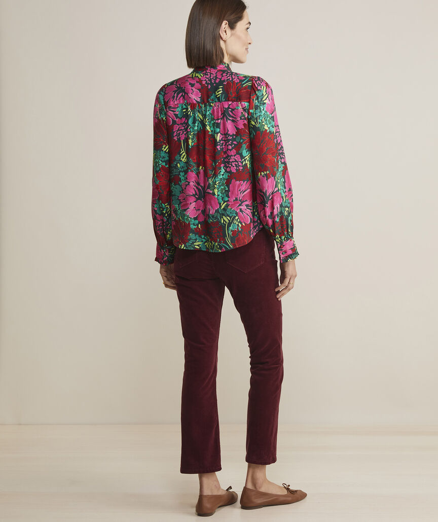 Silk Twill Ruffle Collar Popover