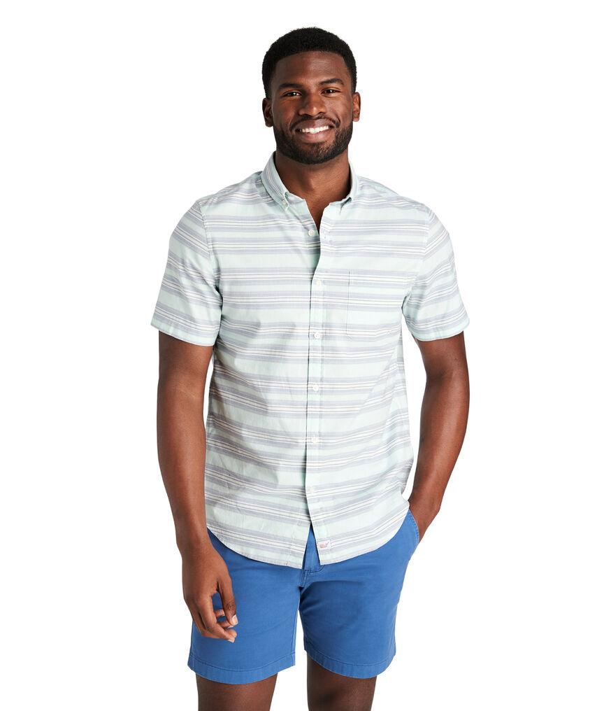 Slim Fit Marina Stripe Short-Sleeve Murray Shirt