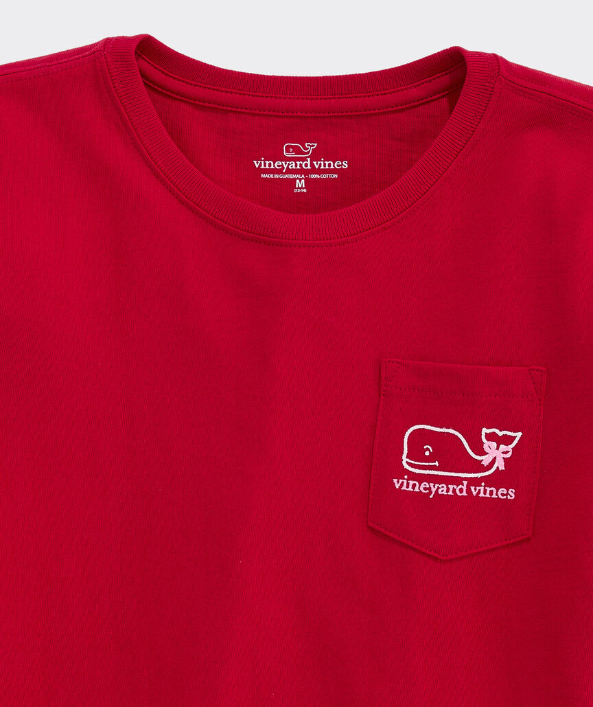Girls' Glitter Bow Whale Long-Sleeve Pocket Tee