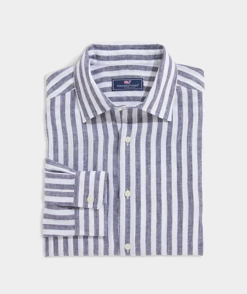 Shop Linen Stripe Spread Collar Shirt at vineyard vines