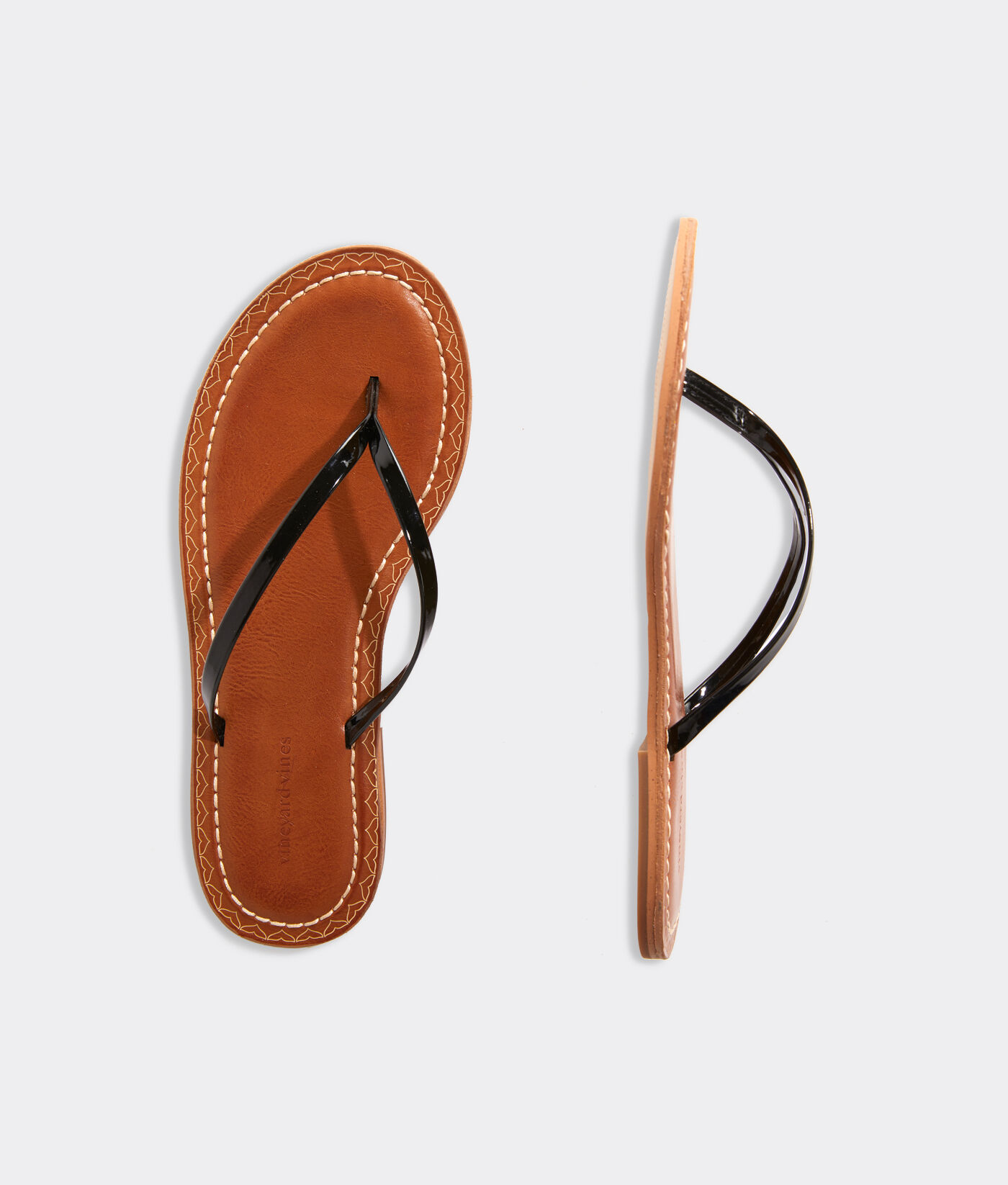 Skinny Strap Patent Leather Flip Flops