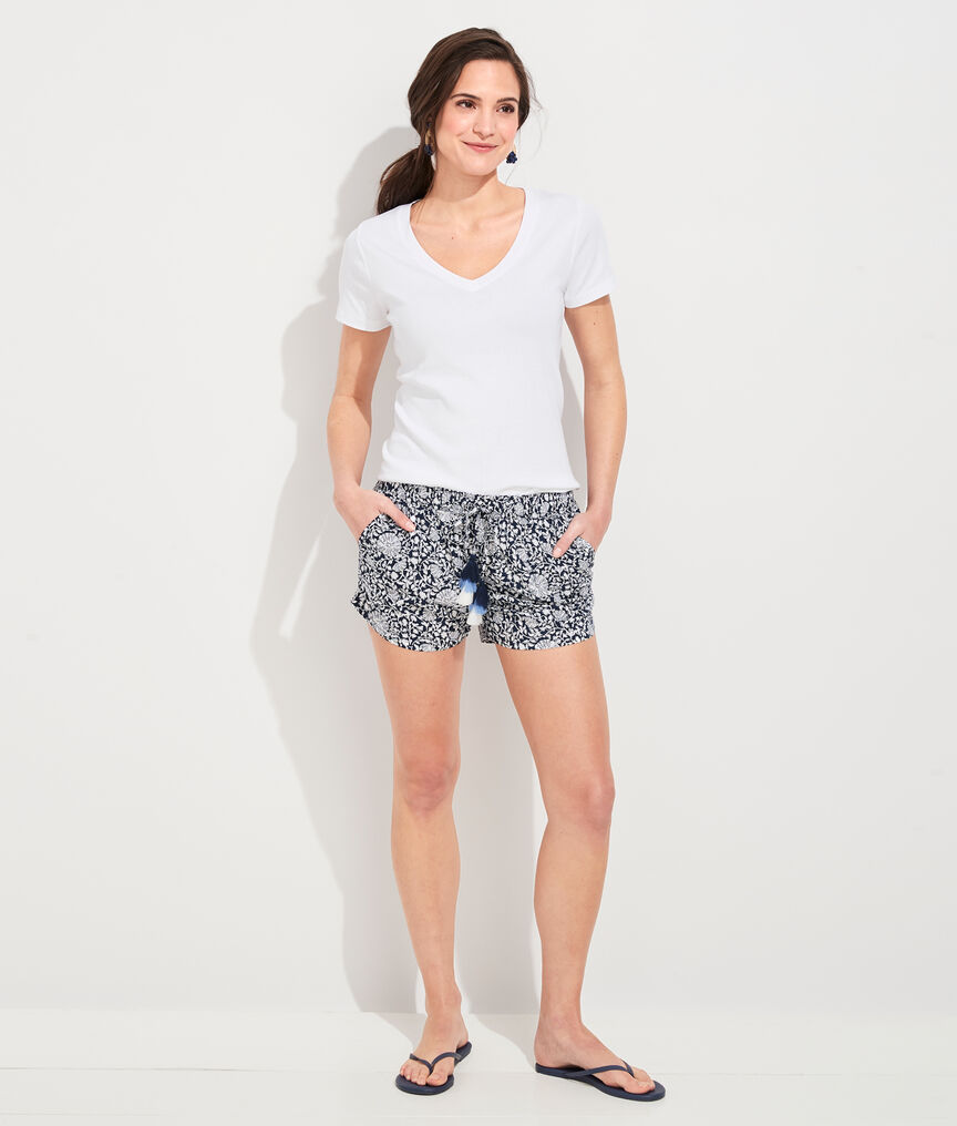 Vine Floral Pull-On Shorts