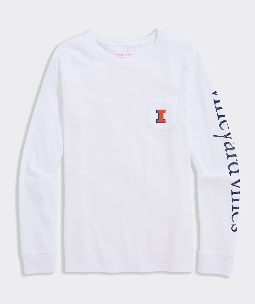 University of Illinois Women's Football Whale Long-Sleeve Pocket Tee
