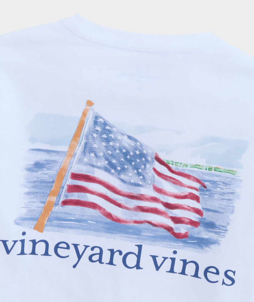 Boys' Painted Shining Sea Flag Long-Sleeve Pocket Tee