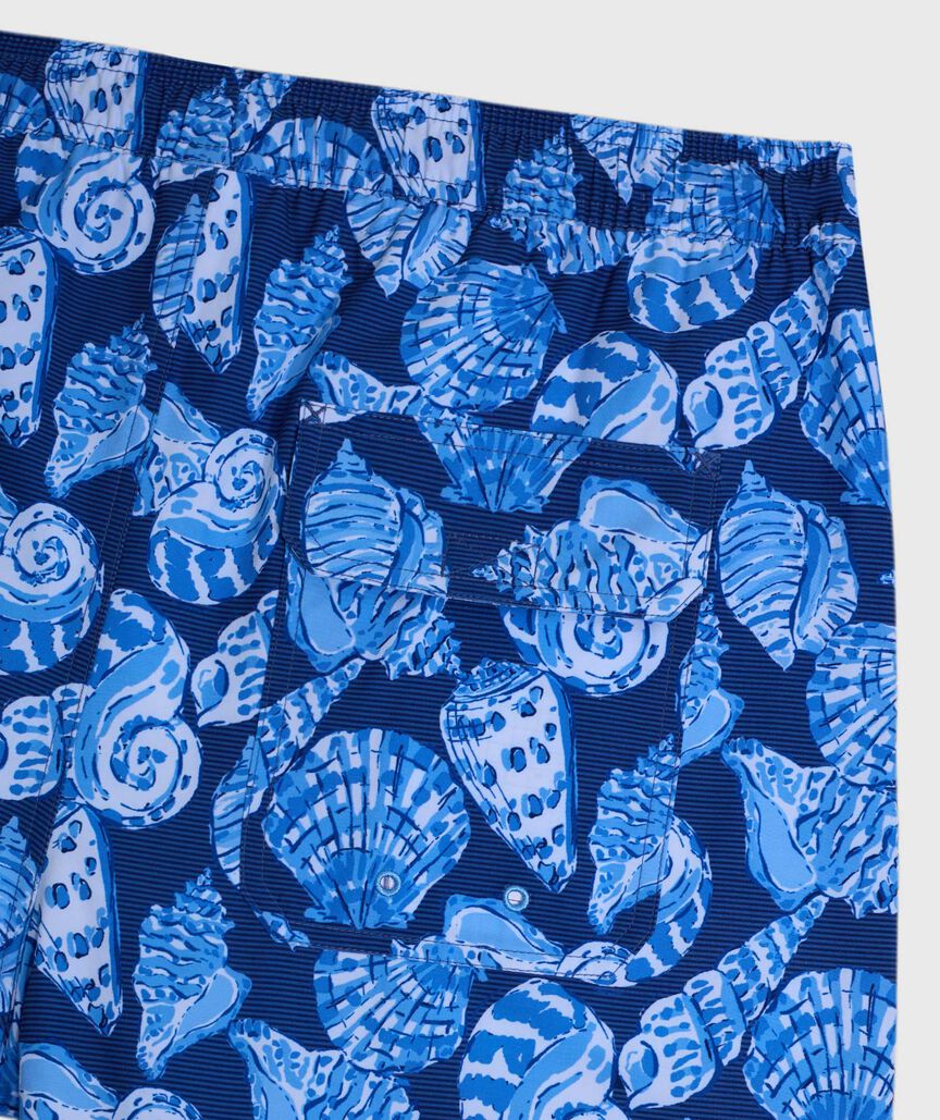OUTLET 7 Inch Seashell Stripe Chappy Swim Trunks