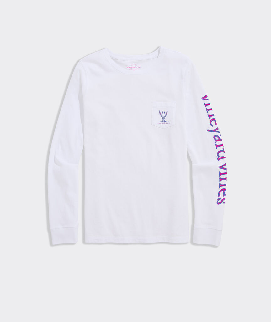 Women's Painted Skiier Long-Sleeve Pocket Tee