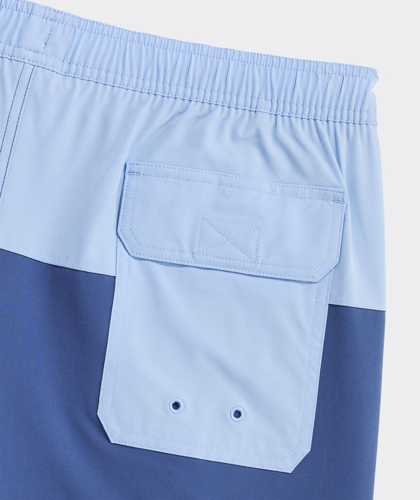 7 Inch Lined Colorblock Chappy Swim Trunks