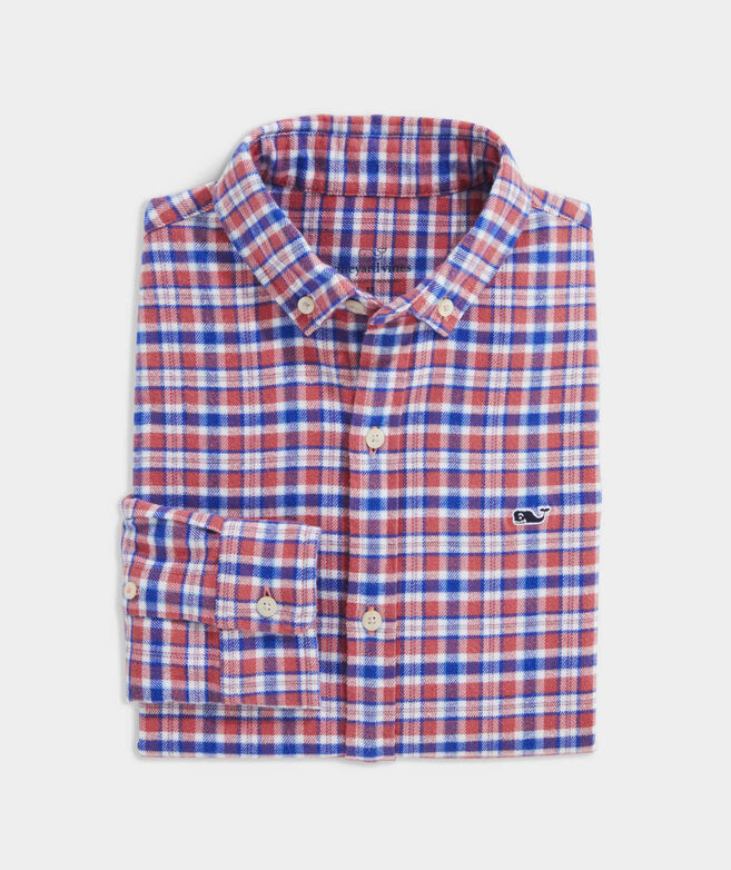 Boys' Stretch Cotton Flannel Plaid Shirt