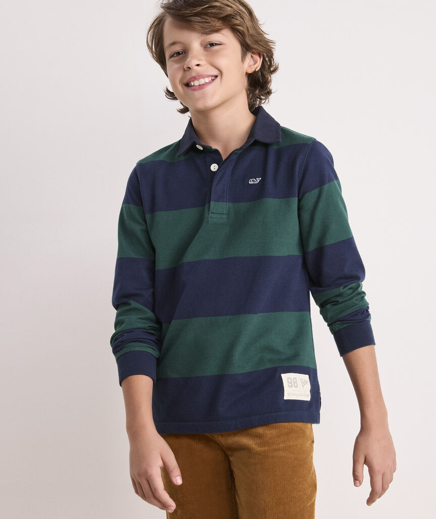 Boys' Striped Cotton Rugby Shirt