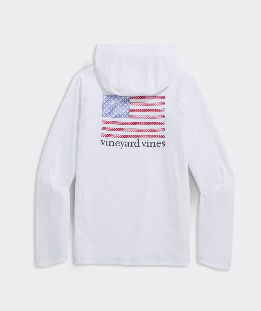 Boys' Micro Whale Flag Long-Sleeve Harbor Sun Hoodie Tee