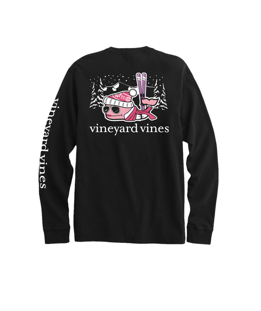 OUTLET Women's Mountain Ski Whale Long-Sleeve Pocket Tee