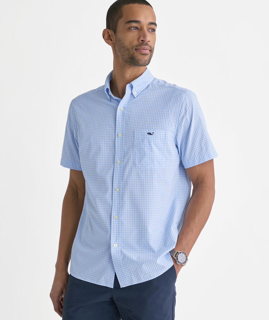 Performance Coral Reef Gingham Short-Sleeve Featherweight Shirt