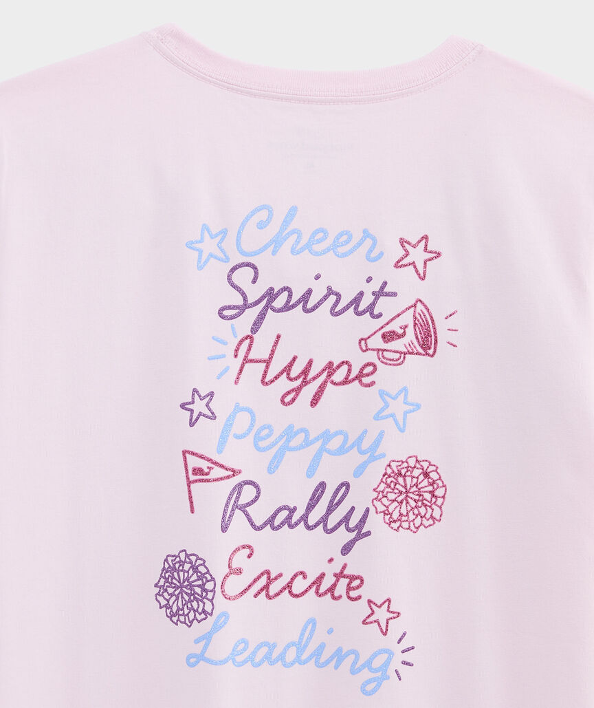 Girls' Stacked Cheer Text Short-Sleeve Pocket Tee