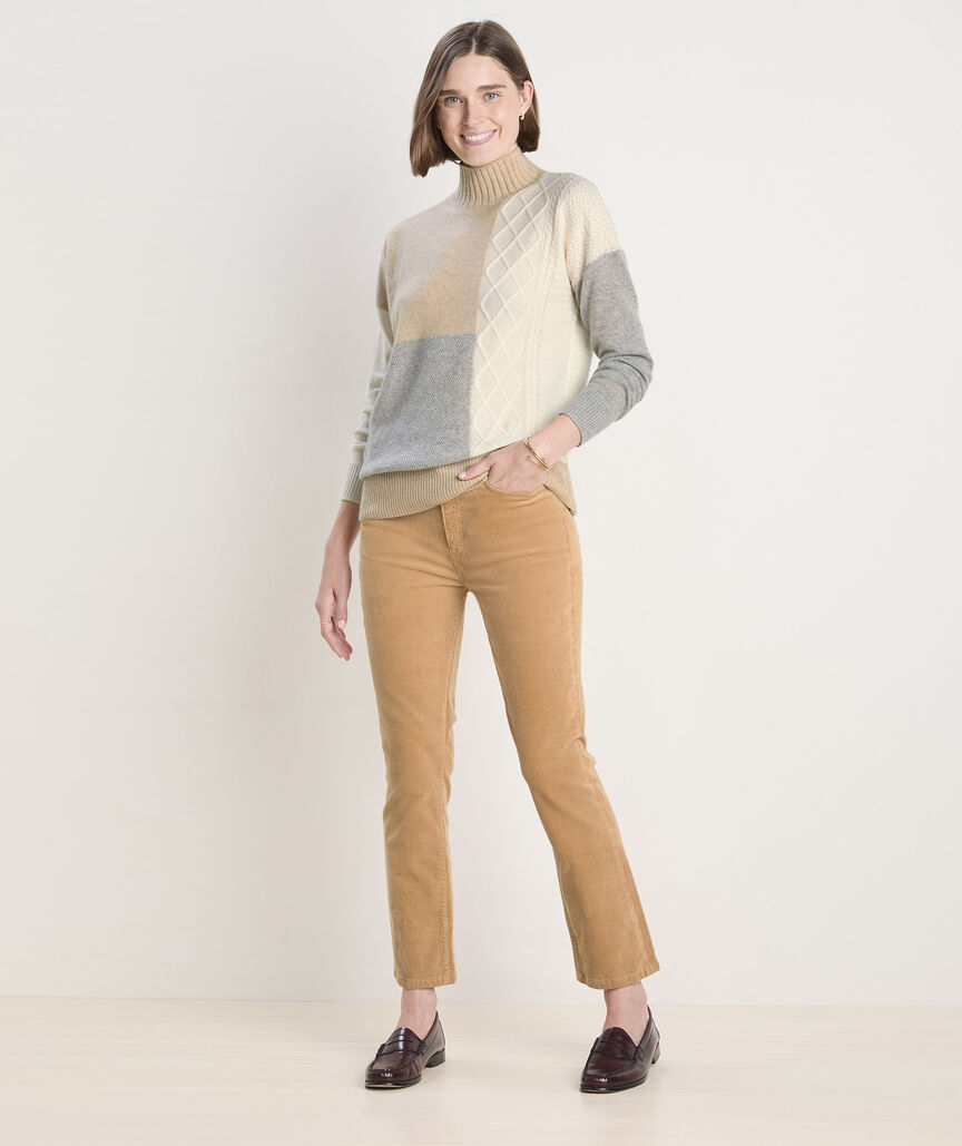 Cashmere Patchwork Mockneck Sweater