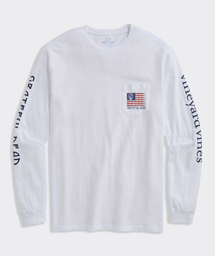 Grateful Dead x vineyard vines USA Flag Long-Sleeve Pocket Tee