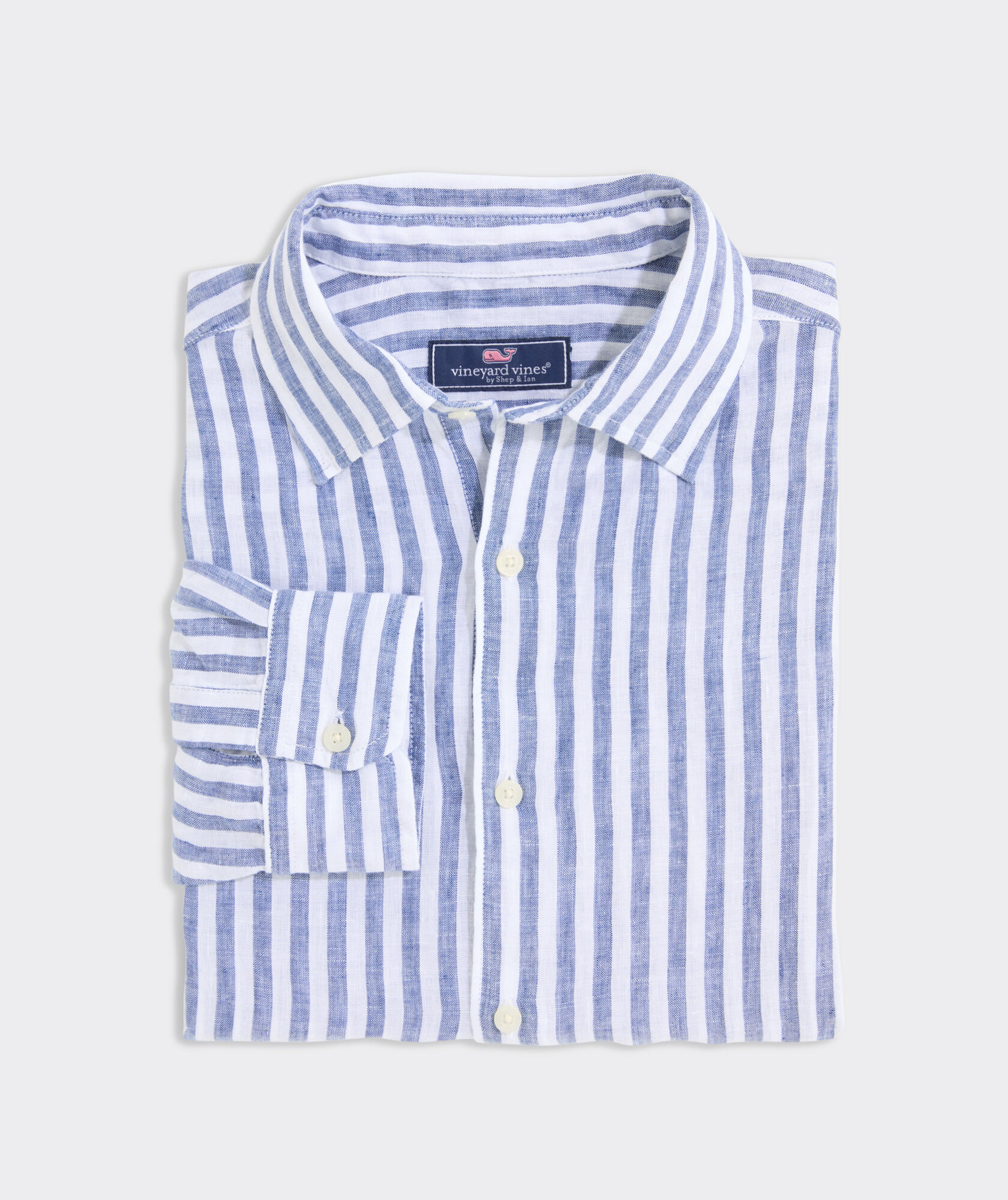 Shop Linen Stripe Spread Collar Shirt at vineyard vines