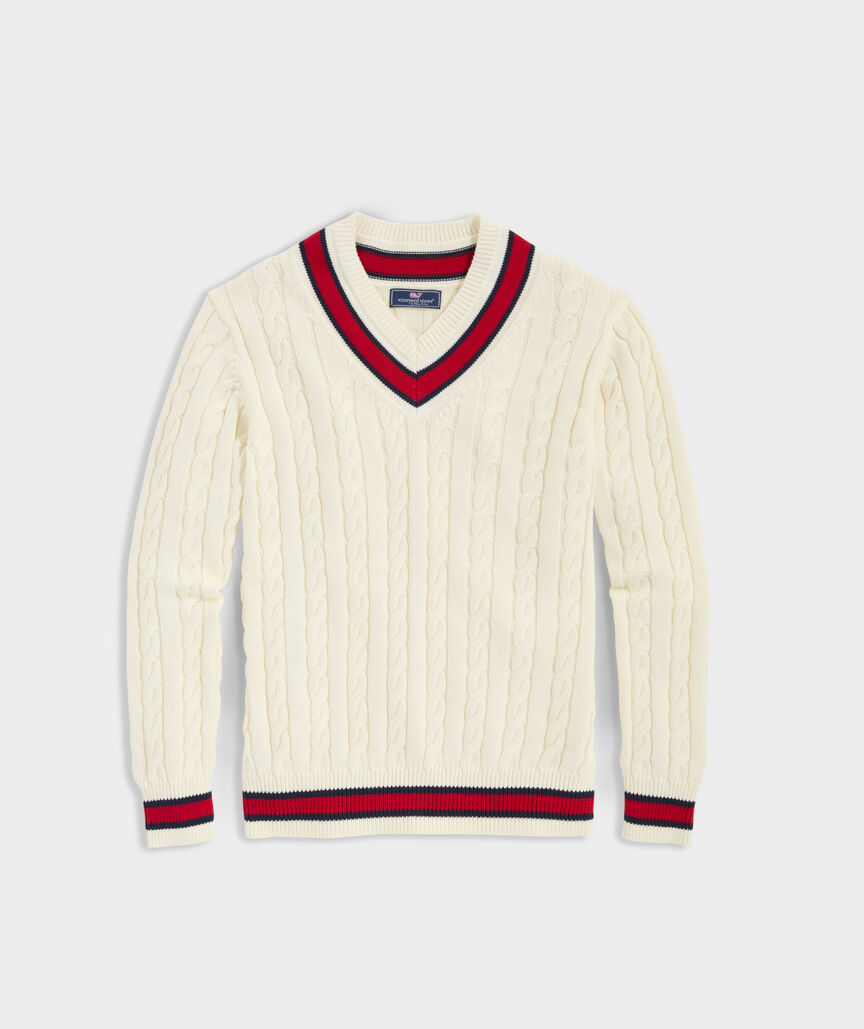Varsity V-Neck Cotton Sweater