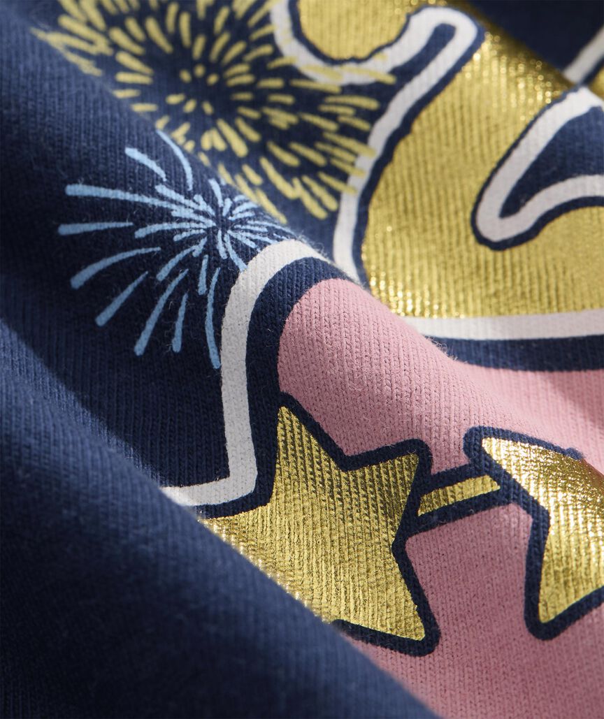 Girls' Metallic New Years 2026 Long-Sleeve Pocket Tee