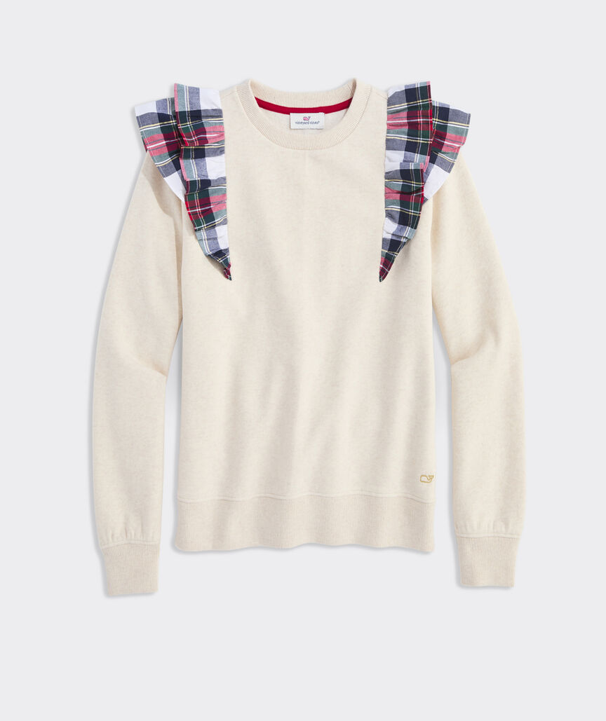 Girls' Ruffle Shoulder Crewneck Sweatshirt