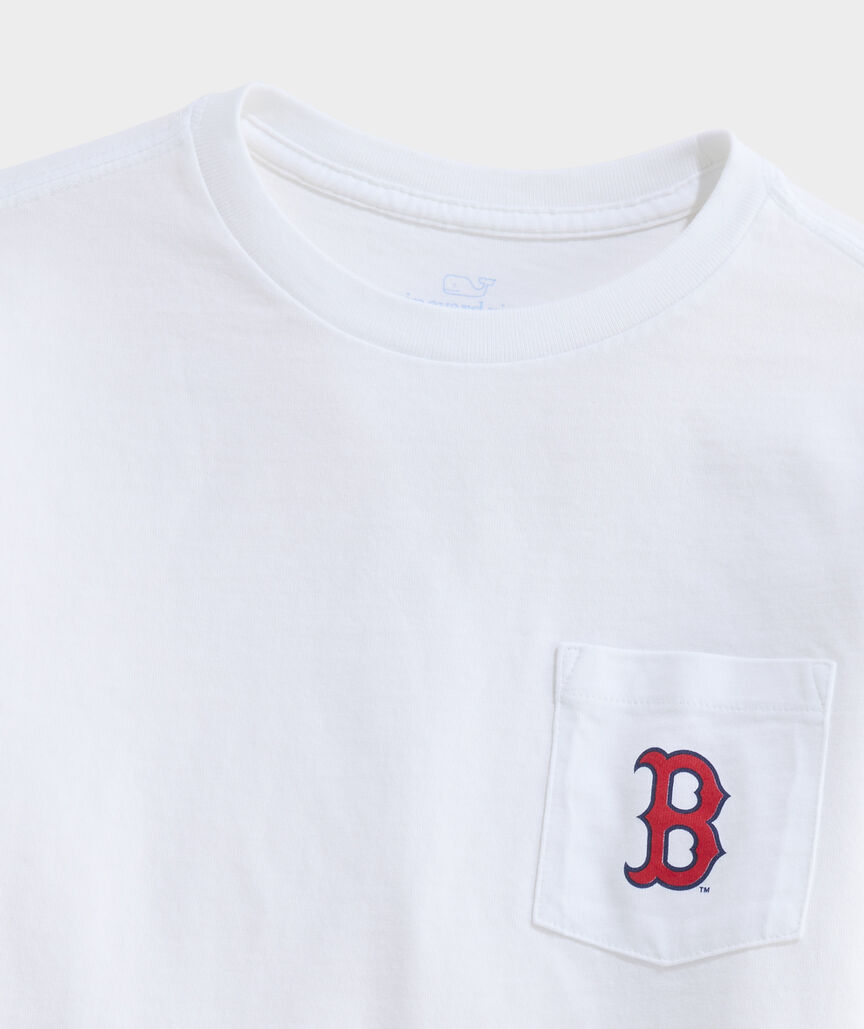 Kids' Boston Red Sox Long-Sleeve Sticker Whale Fill Pocket T-Shirt