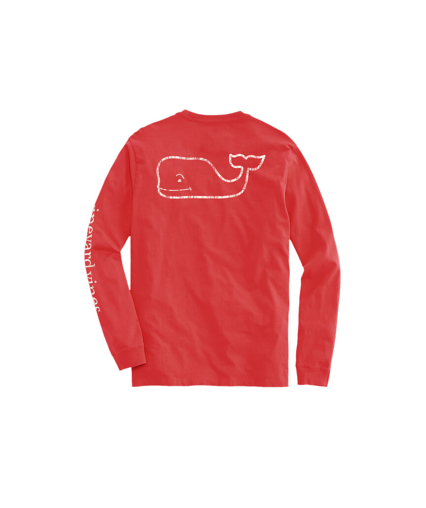 Outlet Long-Seeve Vintage Whale Graphic T-Shirt