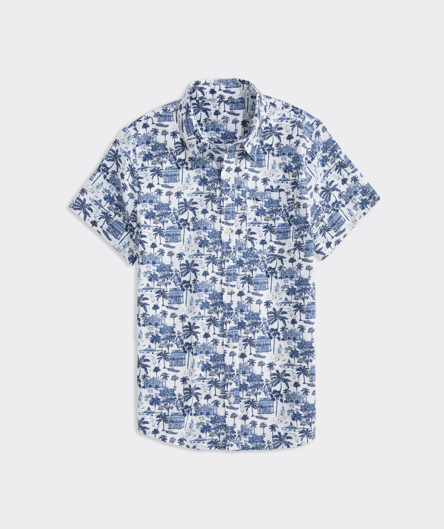 Boys' Printed Cotton Short-Sleeve Shirt