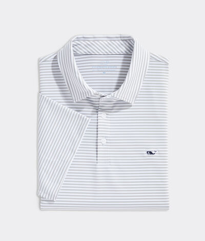 Vineyard Vines Winstead Stripe Sankaty Polo Shirt (Grey) (Size: Small)