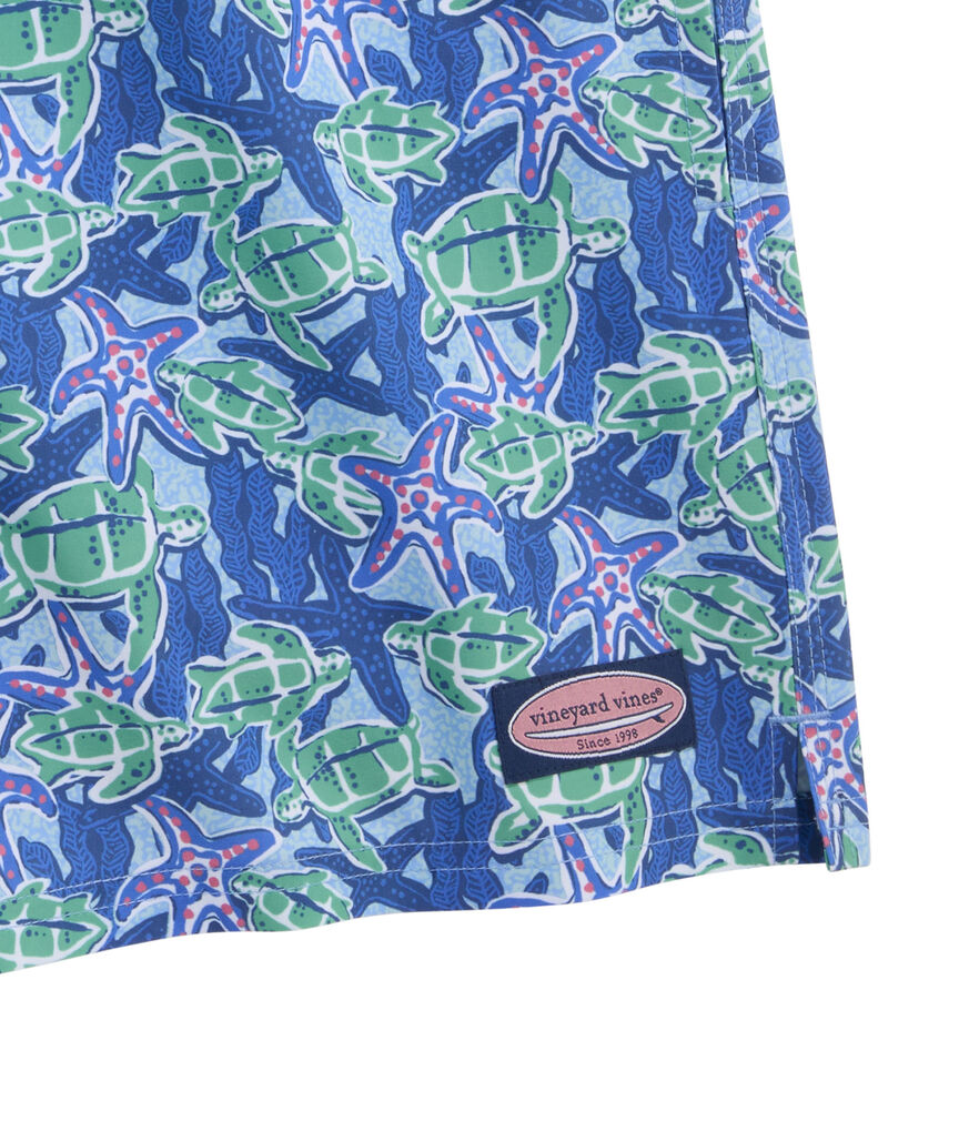 OUTLET 5 Inch Turtles & Starfish Chappy Swim Trunks
