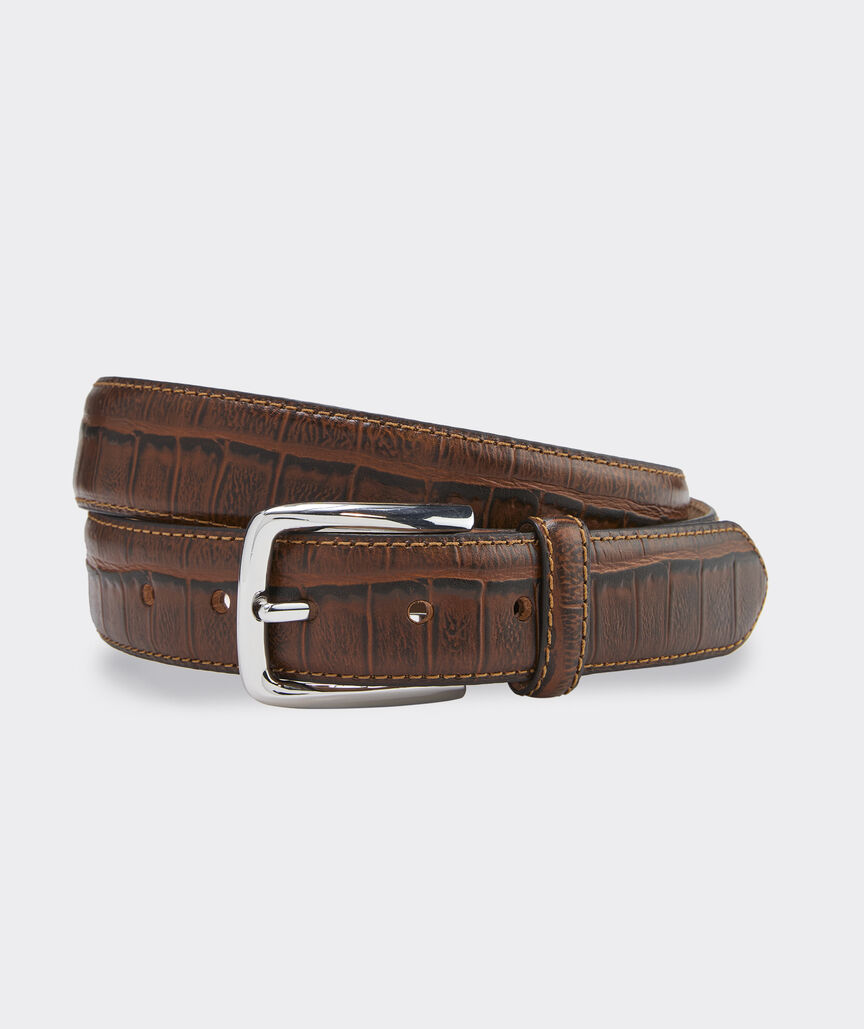 Embossed Crocodile Pattern Leather Belt